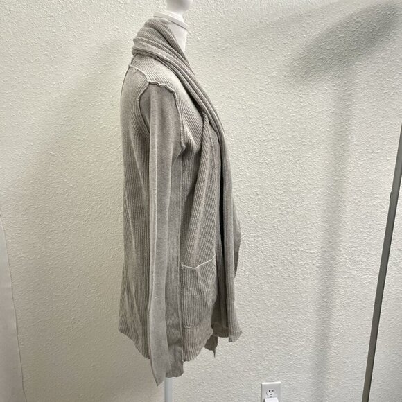 AllSaints Shawl Collar Exposed Seam Drape Cardigan Sweater Pockets Gray size 8 - Picture 4 of 7